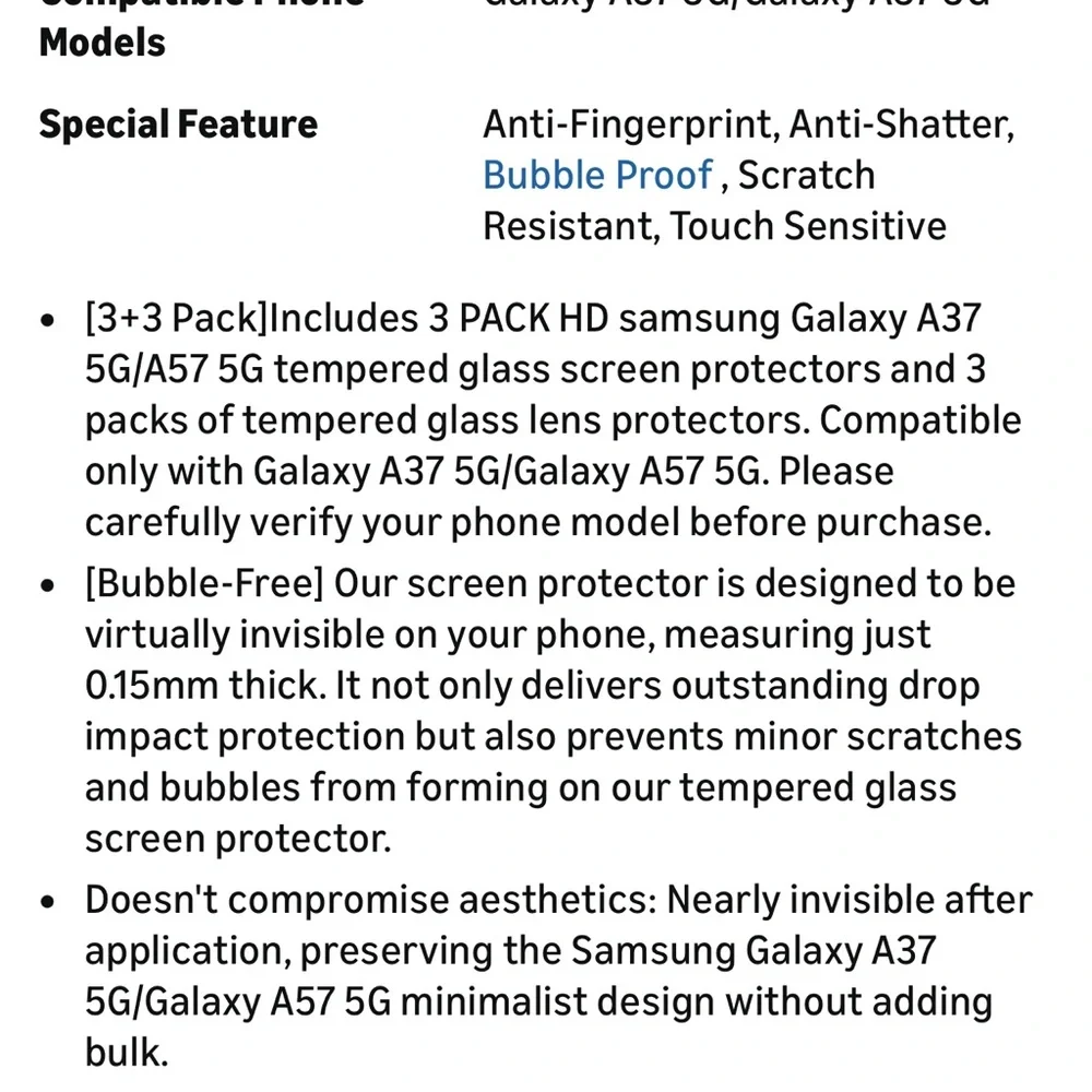Samsung galaxy A37 /A57 5g Screen Protector